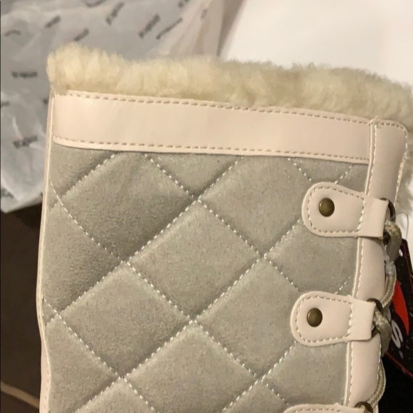 Womens Winter Boots Totes 10 Beige Taupe Quilted Lined Snow Mid Calf Padded - Picture 4 of 6
